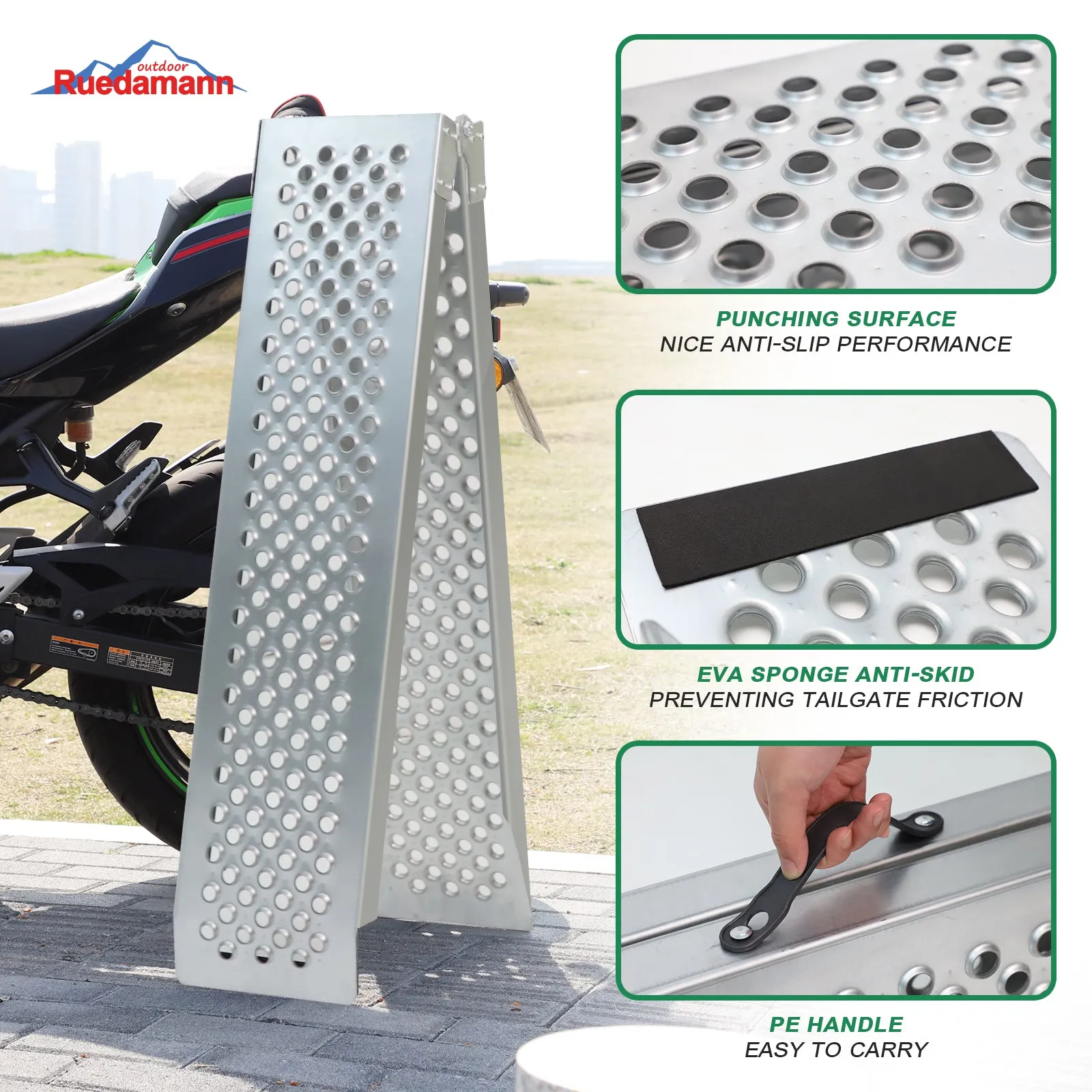 Ruedamann® 78.7" L x 9" W Portable Loading Ramp with Punching 1PC