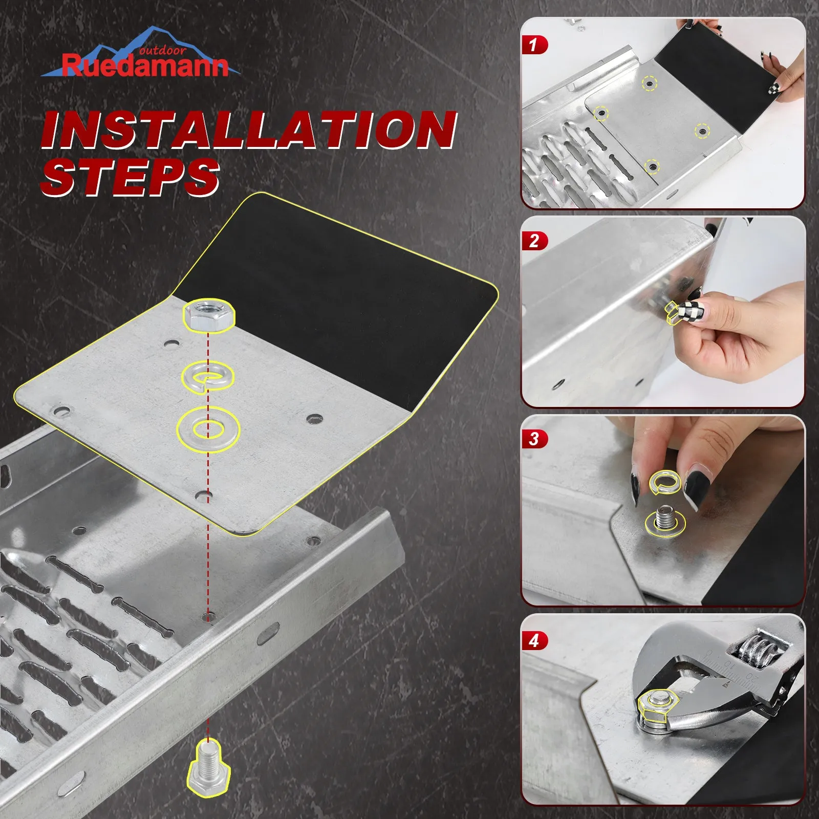 Ruedamann® 83'' x 8.7'' Heavy Duty Steel Loading Ramps for DIY Install 1 Pair