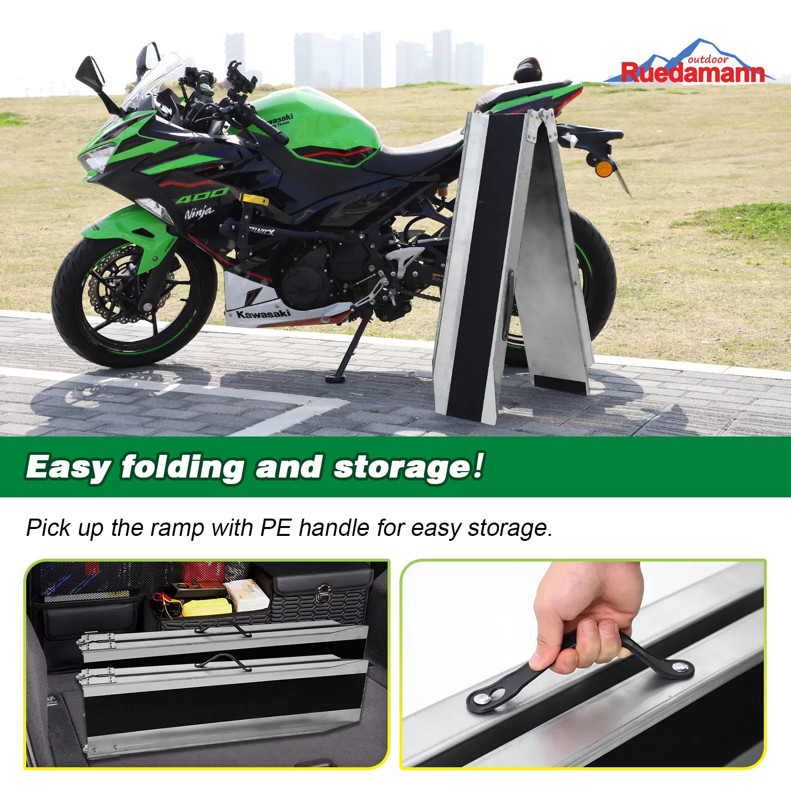 Ruedamann®  Loading Ramp Portable Tailgate Ramp Non-Skid 1PC