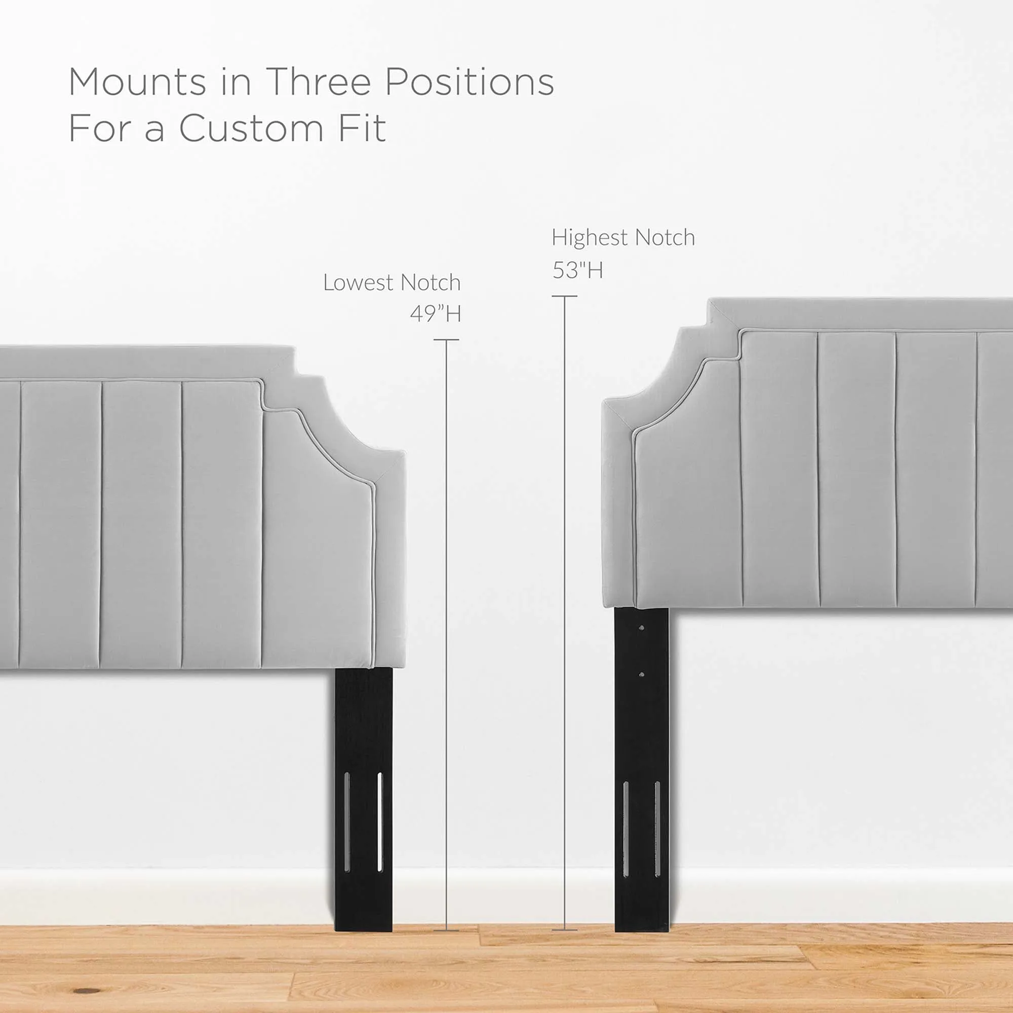 Sienna Performance Velvet Platform Bed With Black Wood Legs by Modway