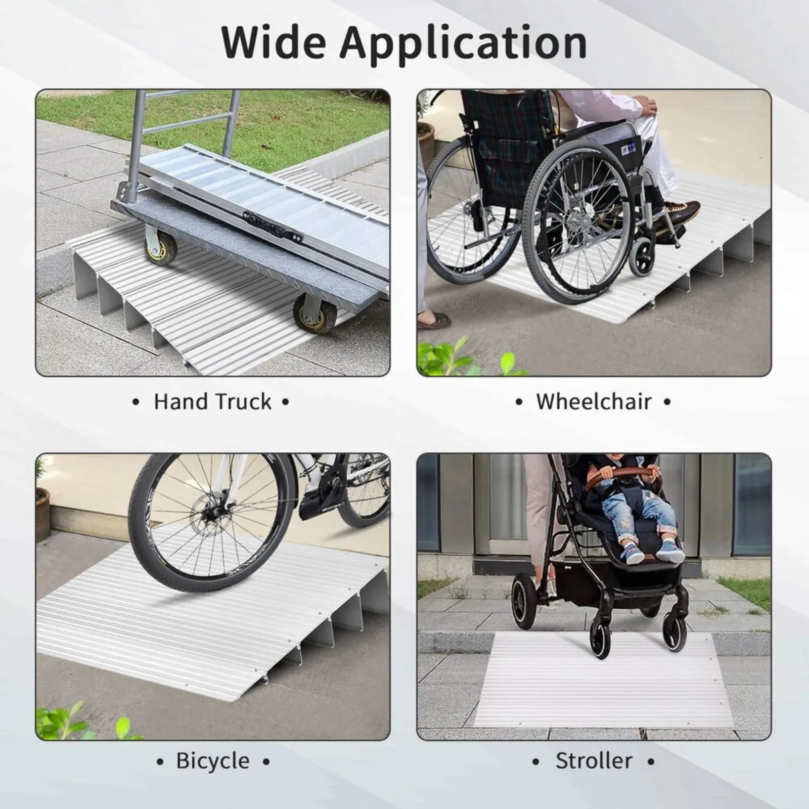 US 5" Door Threshold Ramp Aluminum Adjustable Rise Entry Ramp for Wheelchair