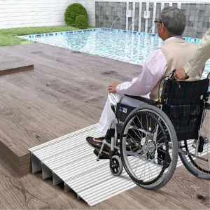 US 5" Door Threshold Ramp Aluminum Adjustable Rise Entry Ramp for Wheelchair